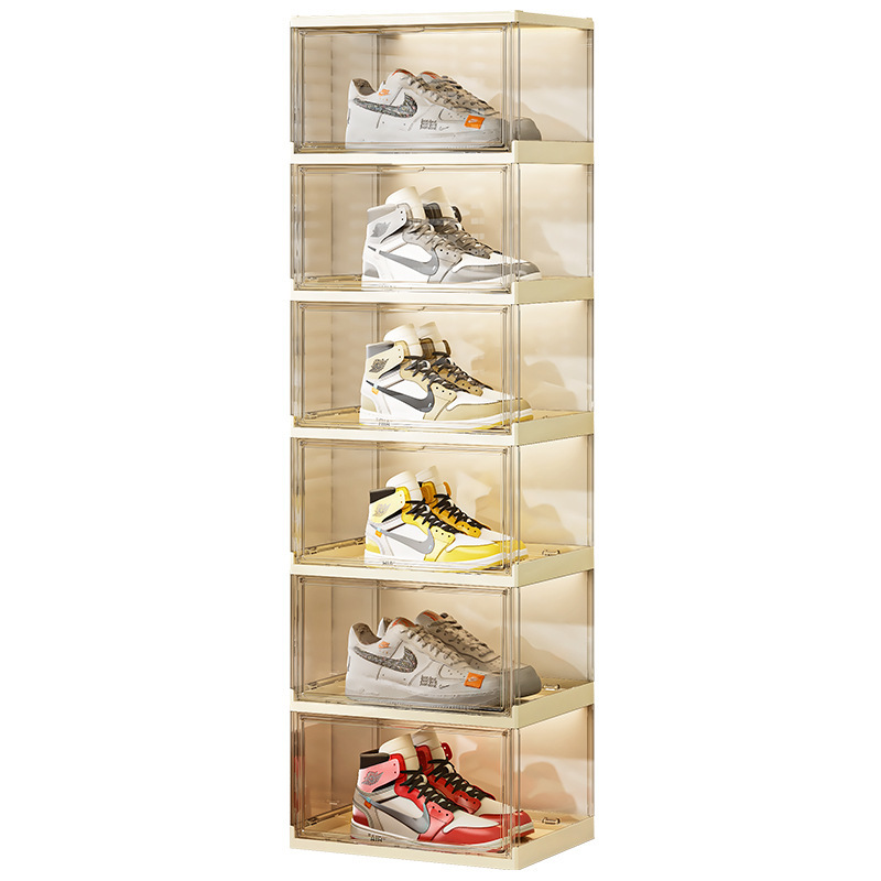 Transparent folding shoe cabinet shoe rack on the side of the…