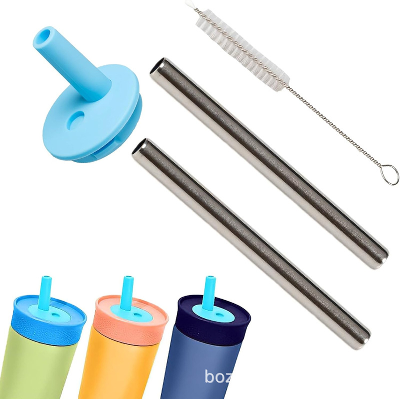 Ovala 12 oz and 15 oz cup replacement metal straw set includes 4 stainless steel straws