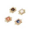 Copper -plated gold -plated vermiculite imitation Opal geometric square double pendant earrings bracelet DIY jewelry accessories material