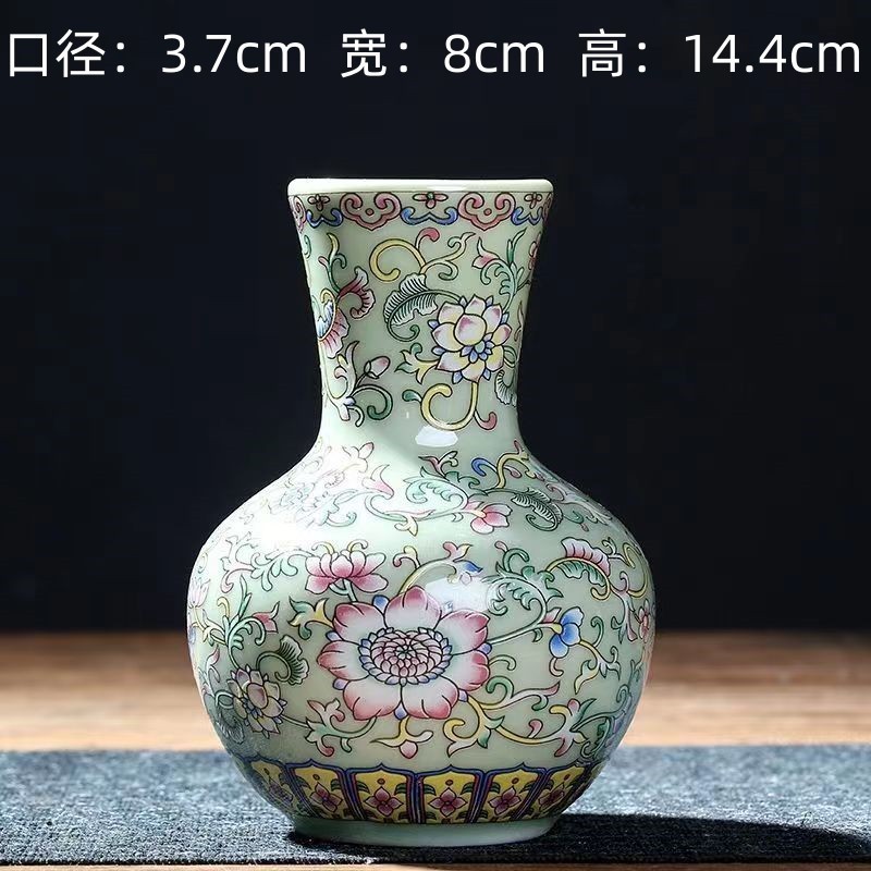 Vaso de escritorio de cerámica de porcelana pequeña boca mini hidroponía de flores retrógradas botellas de flores de porcelana