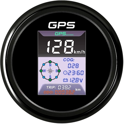 automobile instrument Odometer with Compass, Clock, and - black-frame-black-bottom