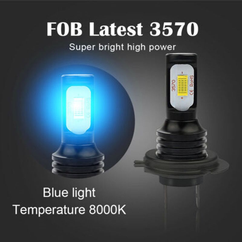 Fuente transfronteriza H7 3570 80W lámpara de niebla para automóviles lámpara LED lámpara de automóviles carcasa negra luz blanca luz azul image 4