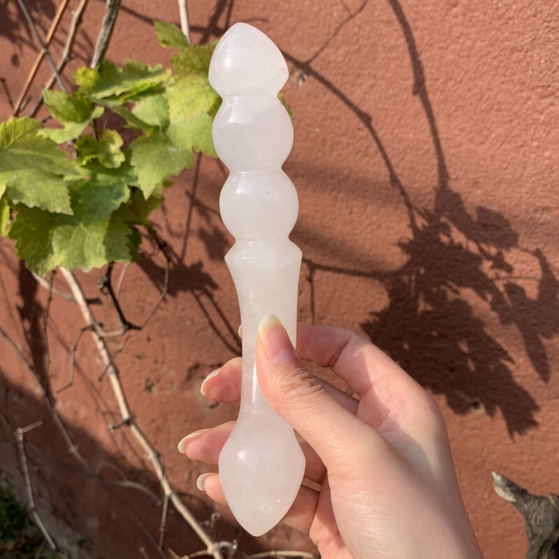 天然白水晶雕刻原石打磨水晶按摩棒 图 10