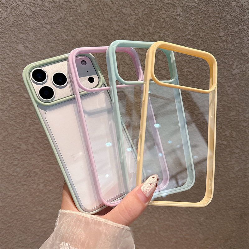 Grooved Epoxy iPhone 17 Pro Max Phone Case 16 Candy Color Apple 15 14 Compatible 13 High Transparency Pc Soft Edge