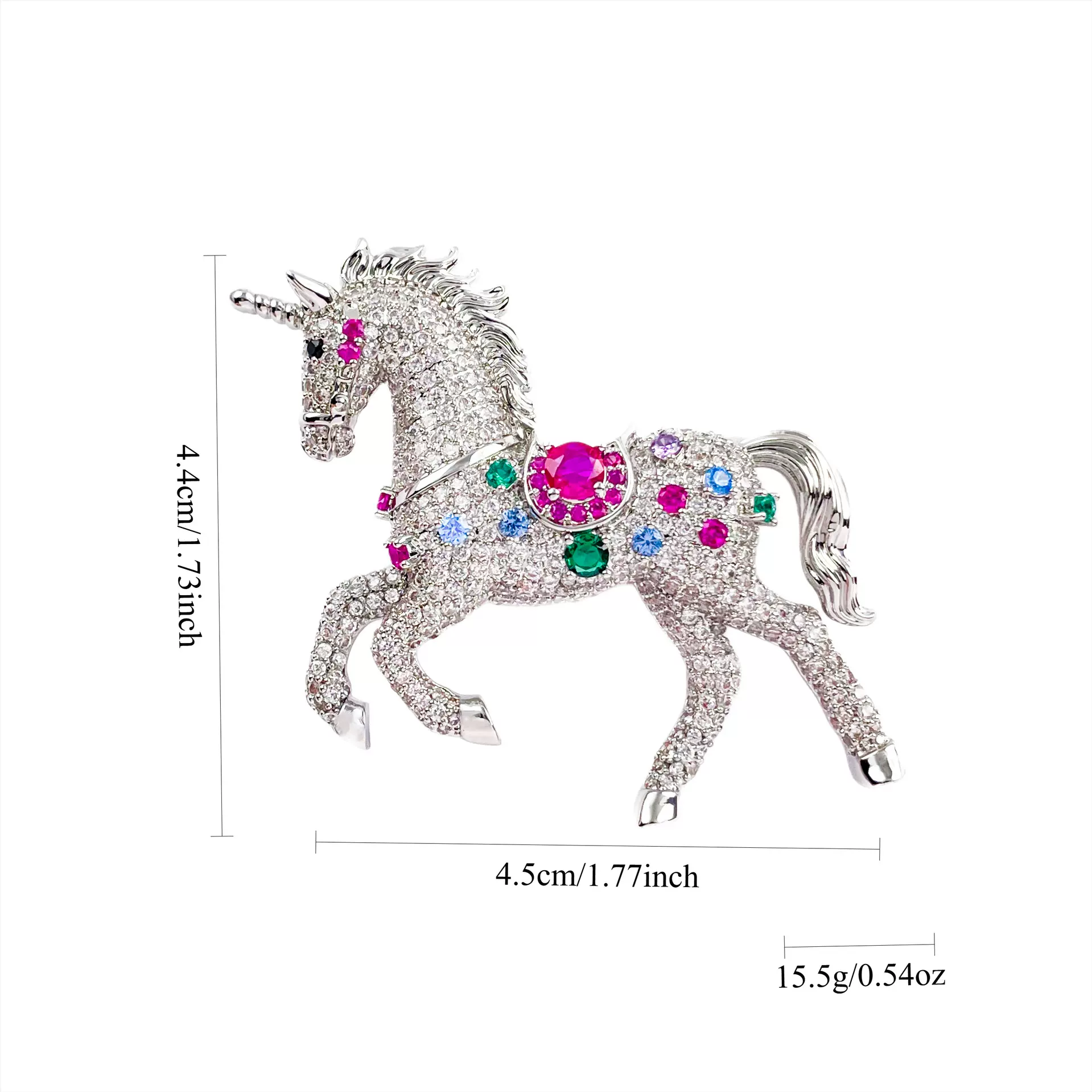 跨境外贸高档水晶独角兽胸针复古满锆石飞马别针胸花配饰设计款