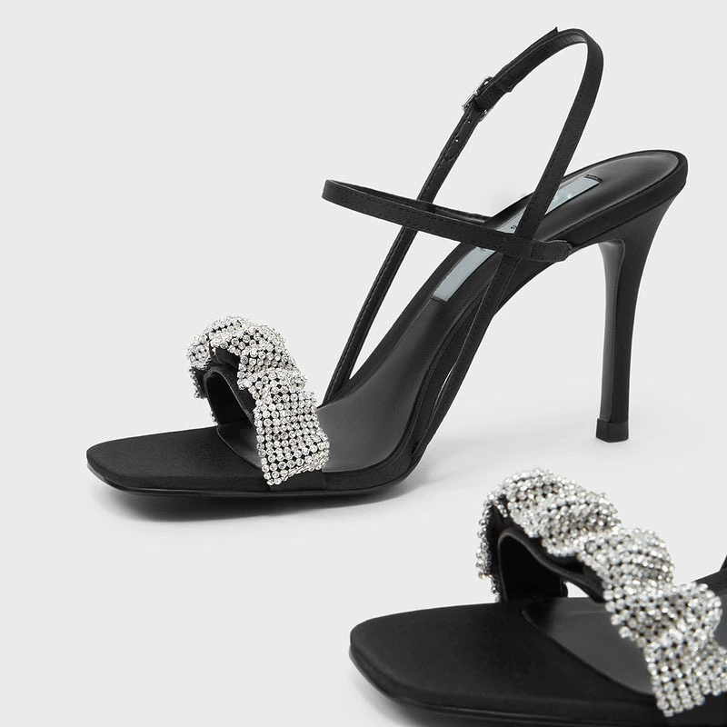 Summer black sandals with a strap, 2022