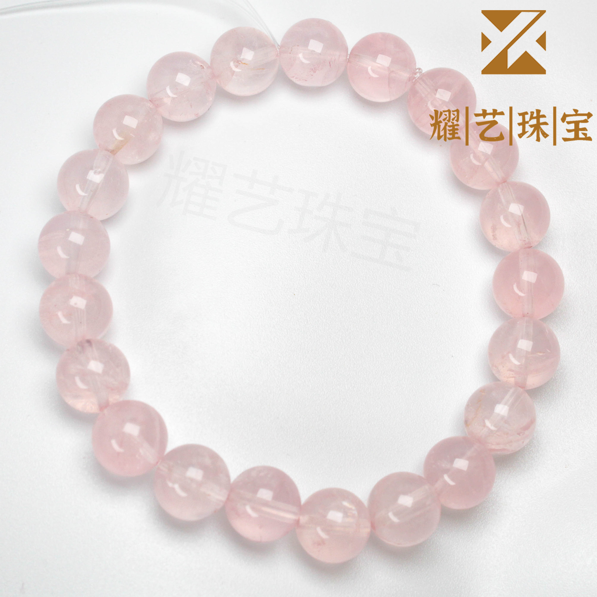 莫桑比亚粉水晶手链 ins风星光效应晶体透星光强芙蓉石粉水晶手串