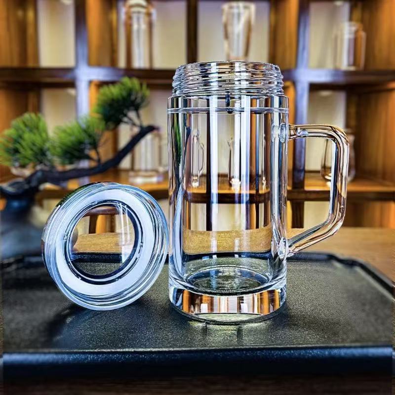 天然原矿原石水晶杯380ml男士定.制logo广告泡茶杯高档玻水杯|undefined