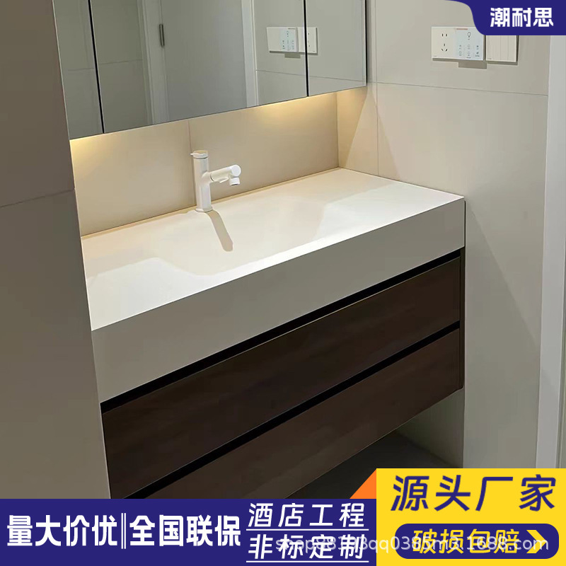 Medieval Style Rock Slab Hot-Bent Integrated Basin Bathroom Cabinet Set with Ceramic Basin, Bathroom Sink, Washbasin, Face Wash Basin