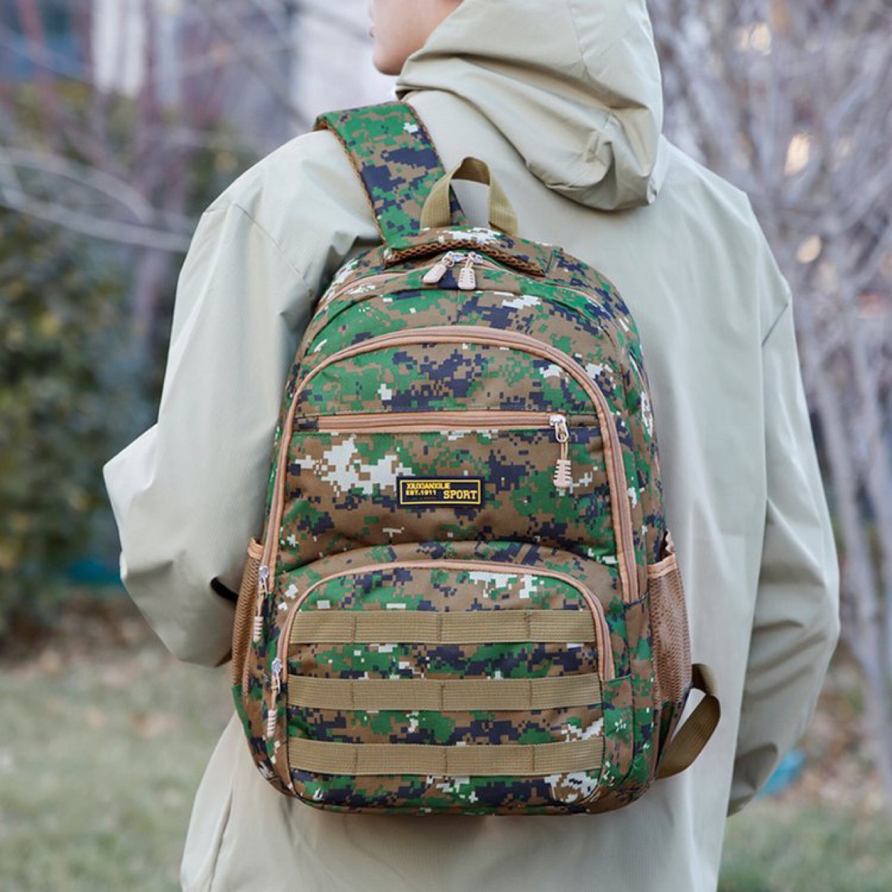 Mochila de viaje deportivo al aire libre de gran capacidad para hombres, mochila táctica de campamento de campo, mochila escolar para hombres y mujeres