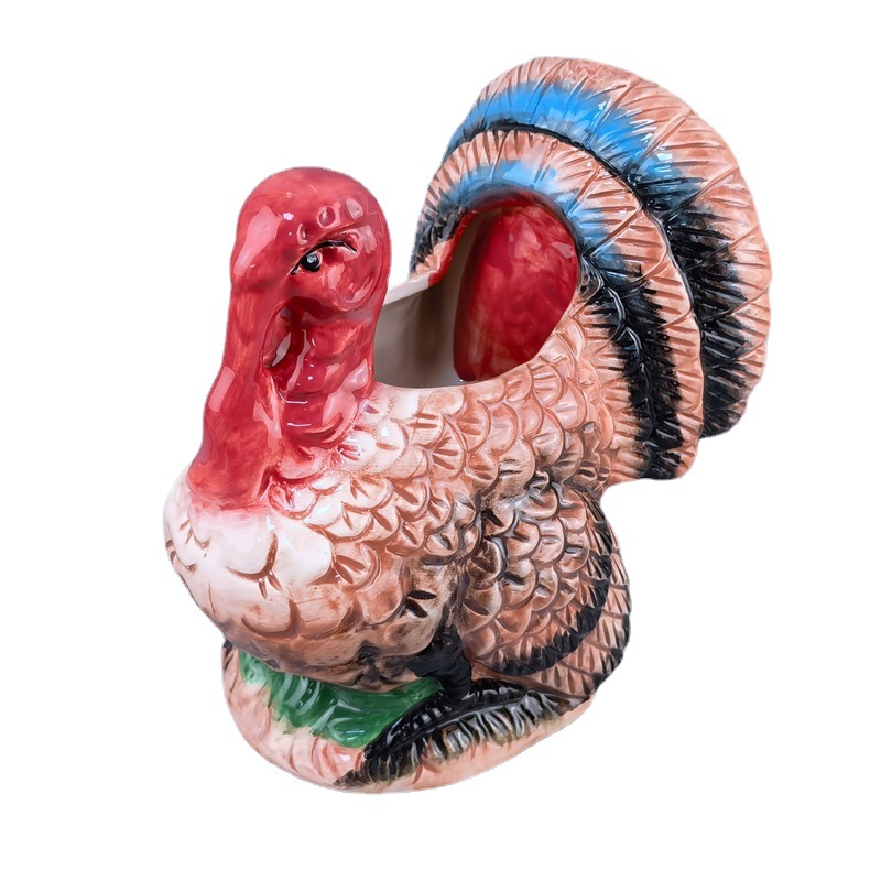 Acción de Gracias Salero de pimienta de cerámica en forma de pavo Tarro de condimentos de comercio exterior transfronterizo Tarro de salsa de cubo Tarro de salsa