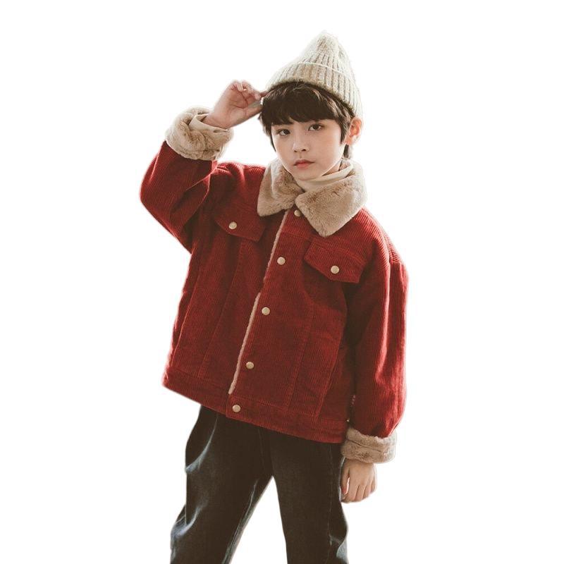 소년면 패딩 재킷 기모 큰 소년을위한 두꺼운 겨울 코트 한국식 코듀로이 코튼 패딩 코트