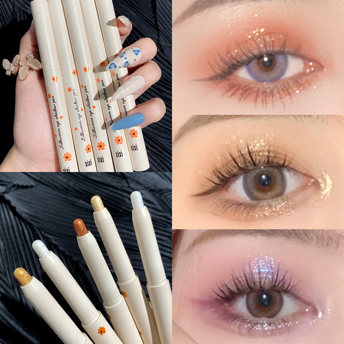 xixi Lazy Silkworm Pen, Pearlescent White Eyeshadow Pen, Silkworm Pen, Eye Makeup Gel Pen with Flashing Tears, Silkworm Pen D-401