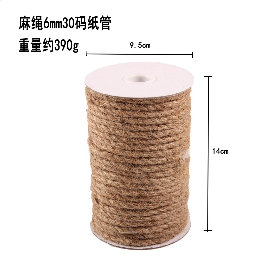 Cuerda de cáñamo de protección del medio ambiente, cuerda hecha a mano de bricolaje, decoración, embalaje, etiqueta, cuerda de cáñamo 1mm-20mm, varias especificaciones de grosor