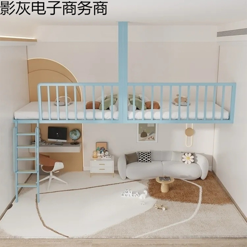 创意简单便捷加长直梯床上下铺成人悬空床省空间上床下桌家用上床|undefined