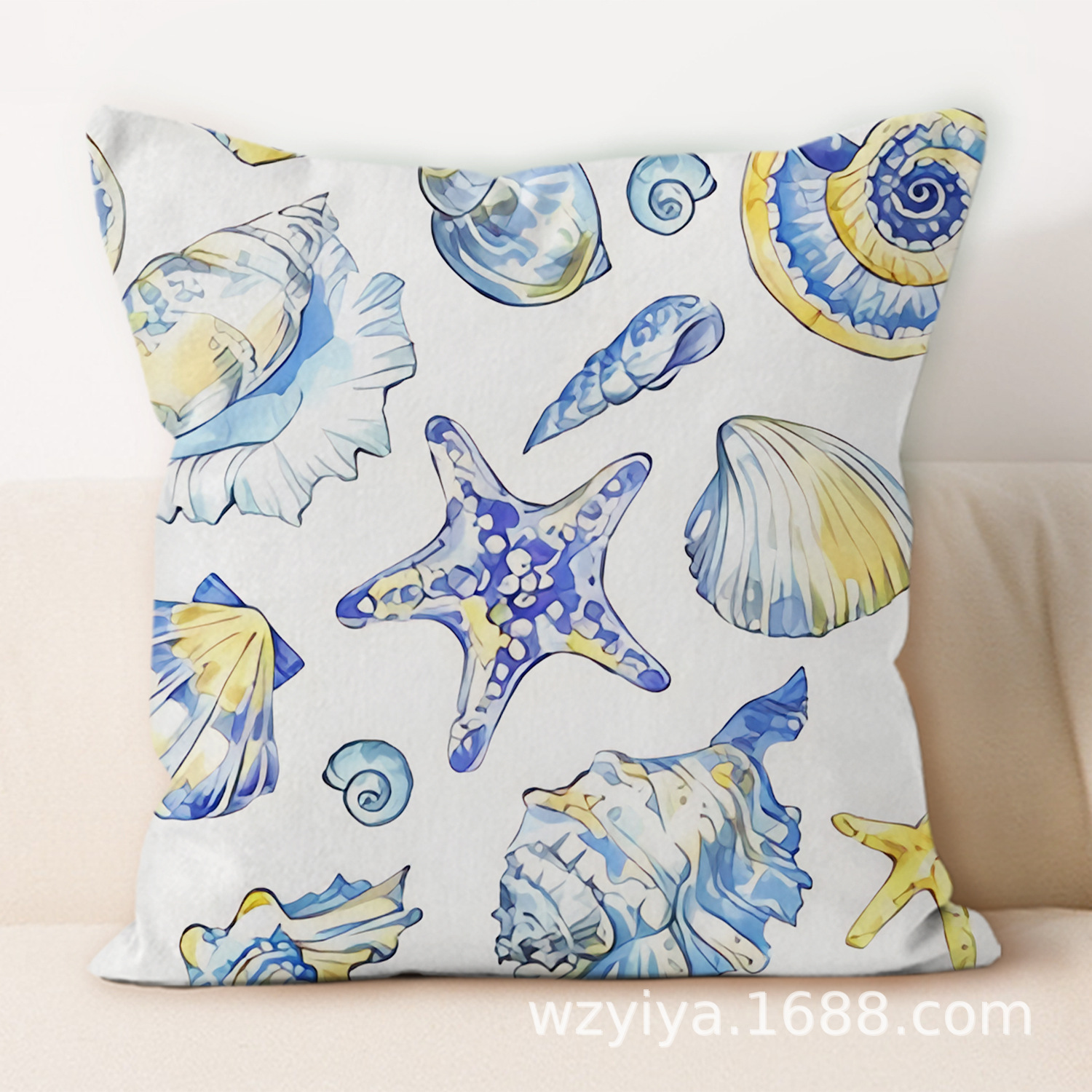 Sea shell impresión almohada de abrazo simple moderno sofá en el hogar cojín de respaldo decoración desmontable cuadrado almohada de cabeza de cama