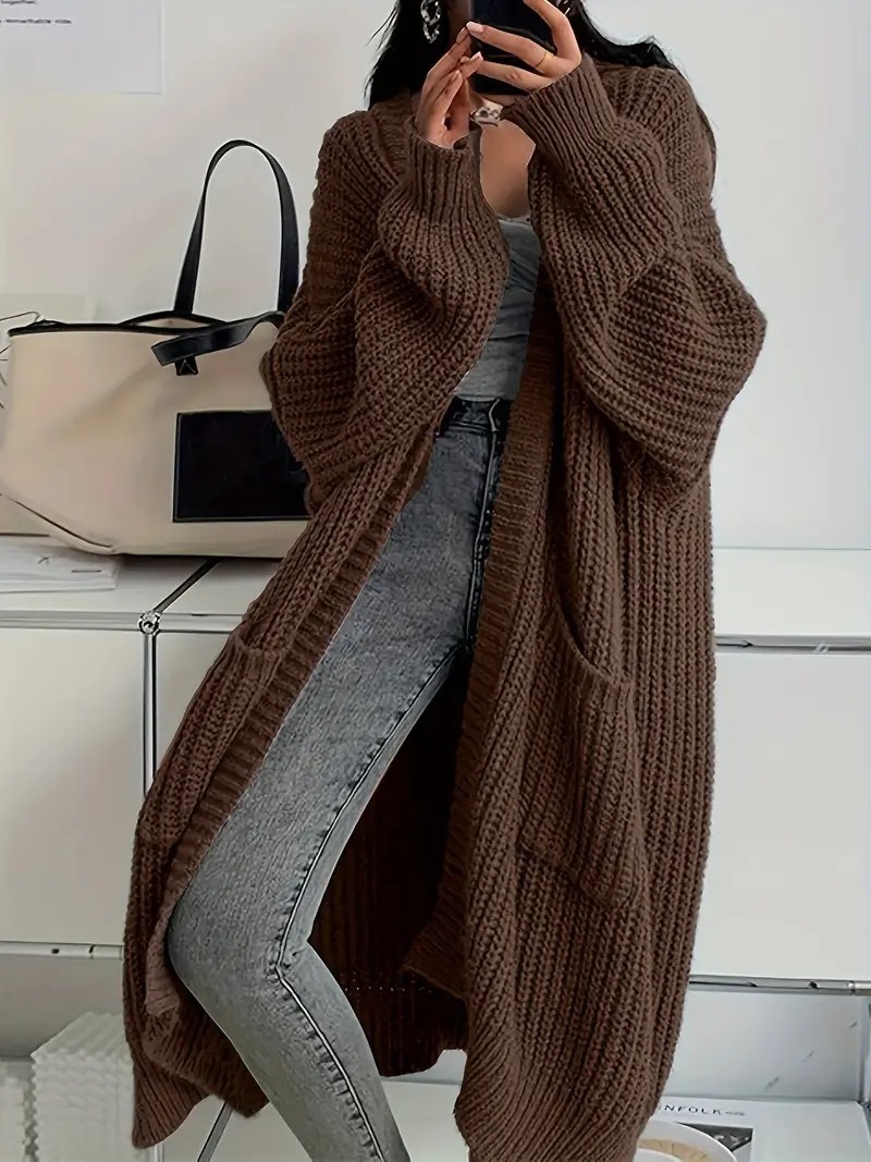 Long Sweater Coat Loose Long-Sleeved Knitted Cardigan 3 Long Sweater Coat Loose Long-Sleeved Knitted Cardigan