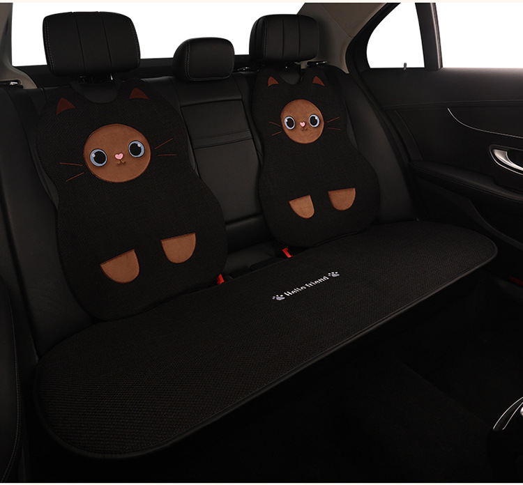 Car Seat Cushion, Universal for All Seasons, Linen Car Seat Cushion Cover, Full Cotton and Linen Breathable Female Car Cushion, Car Seat Cover Single Piece