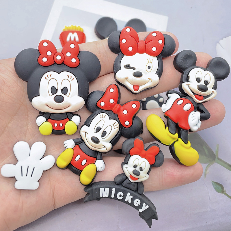 Cute cartoon black Mickey Mouse Mickey PVC flexible glue patch New Little Mouse bow hair accessories accessories