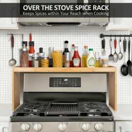 跨境实木烤炉顶部置物架调料架木质香料架燃气灶顶部调料整理架