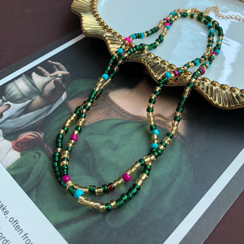 25g Weight Necklace Classification Daily Occasion Retro Geometric Artificial Crystal Beaded Women's Necklace