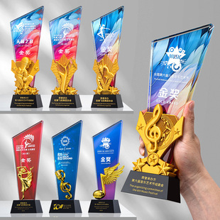 New Music Dance Crystal Trophy Campus Top Ten Singers Dance Competition Award Resin Metal Medal