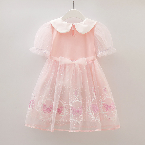 Elsa Princess Dress Summer Short Sleeve Girls' 2024 Model Stylish Estonia Formal Dress Elsa Dress