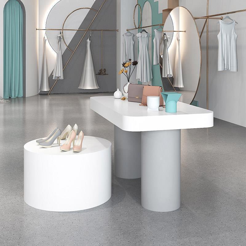 简约服装店中岛台创意展示桌圆形流水台地台网红展示货架鞋店摆台