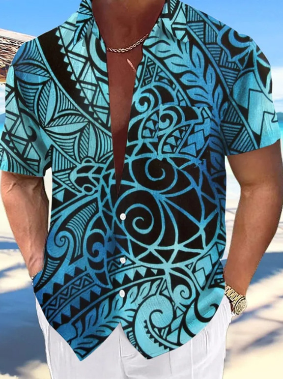 Camisa de cuello cubano impresa en 3D, tienda de fabricantes de hombres, estación independiente de verano de moda, patrón de venta caliente, ropa de hombre de playa hawaiana