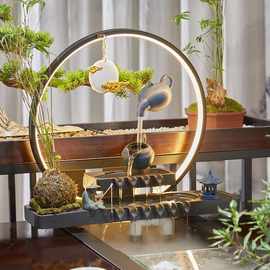 茶桌流水循环禅意景观养鱼接待会客茶室茶台功夫茶桌椅组合泡茶桌