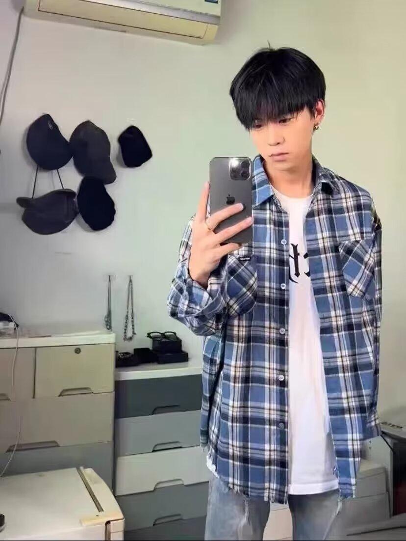 Plaid INS Neue Standard Trendy Langarm Elegante Jugend Beliebte Männer Harajuku Mode Frühling Herbst Hemd Täglichen_voghion.com