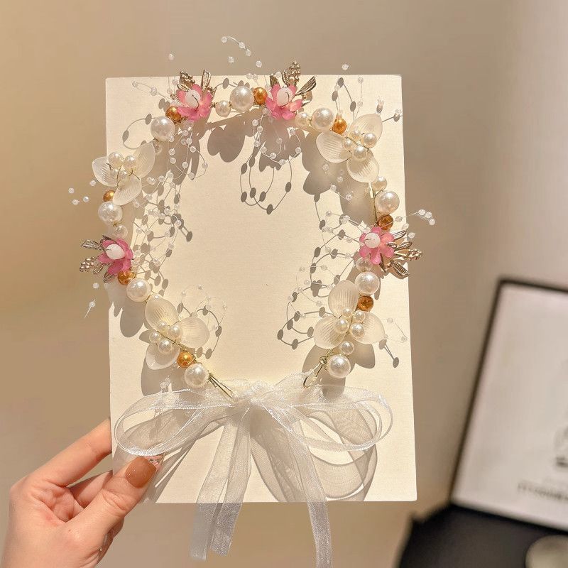 Flores para niños Hanfu guirnaldas de flores tocado 2025 nueva niña princesa pinzas de flores tocado de cabello para niñas joyas para el cabello