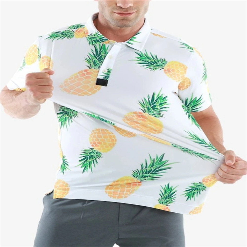Pineapple Element Summer Men's Golf Printed Sports Polo Shirt T-Shirt Table Tennis Tennis Clothing Quick-Drying Top