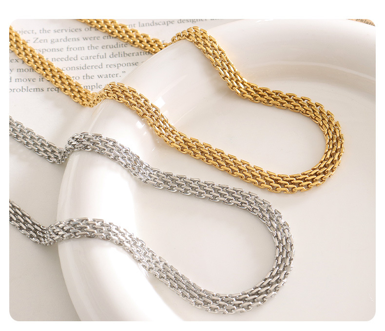 Retro Geometric Solid Color Titanium Steel Plating Necklace_colorza_4