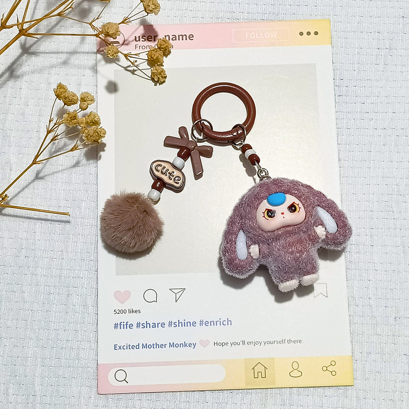 国境を越えた人気のリボン植毛大きな耳人形漫画キーホルダー立体人形学生スクールバッグ|undefined