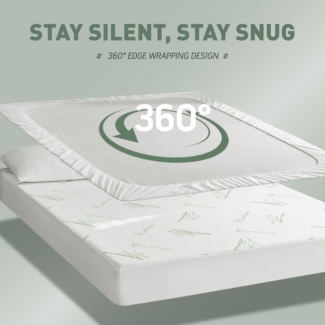 Cross-border Custom-made Bamboo Fiber Waterproof Protector, Stain-resistant, Machine Washable, Five-sided Mattress Cover_voghion.com