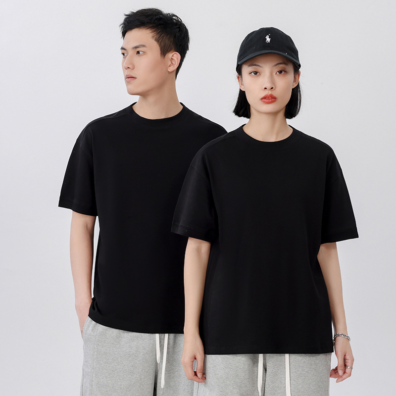 Manufacturer Wholesale Heavy Cotton Loose Short-sleeved T-shirt with Printed Pattern Embroider Advertising Cultural Shirt Team Work Clothes Short-sleeved