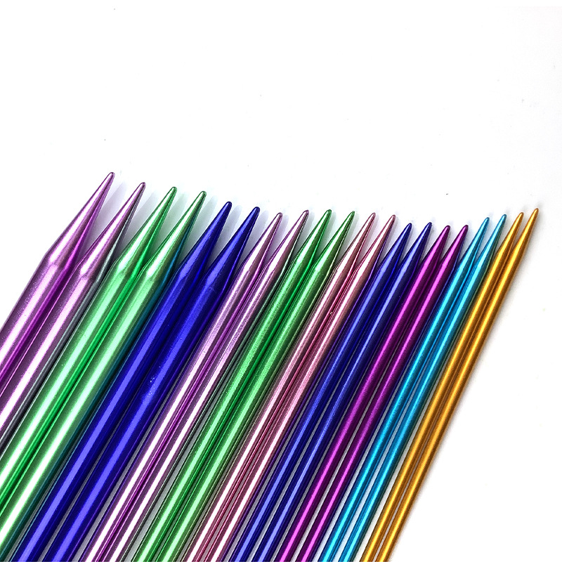 Agujas de suéter de alúmina de color con tapones 35cm con agujas de suéter de cuentas de una sola punta agujas de bufandas