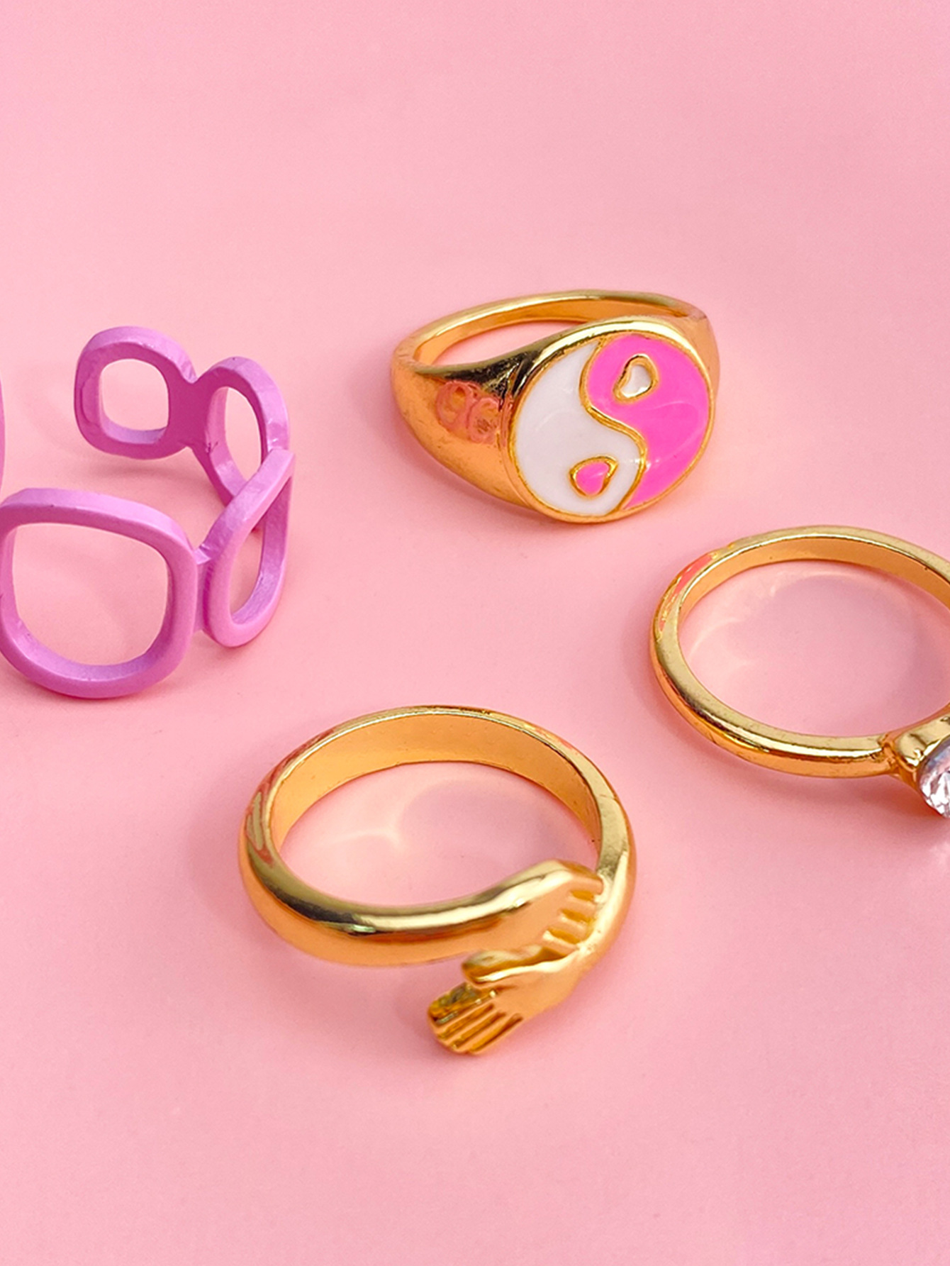 Cartoon Style Geometric Alloy Enamel Unisex Rings