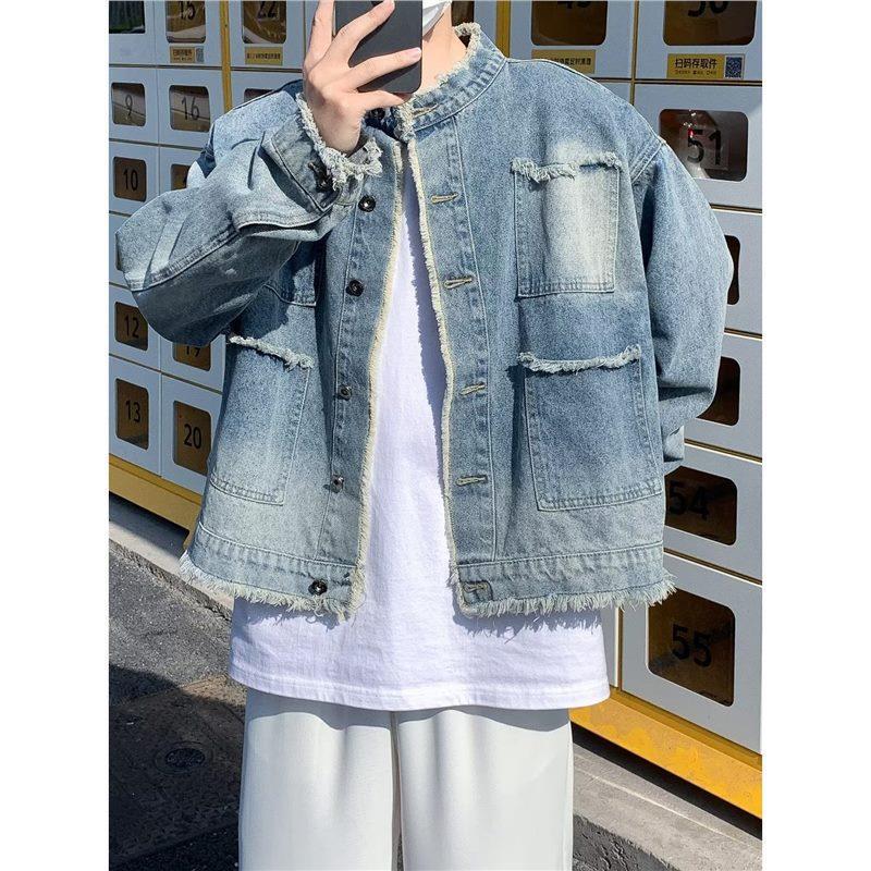 American Style Vintage Denim Jacket Trendy Brand Men's Short Spring and Autumn Rust Design High-grade Feeling New-style Handsome Casual Jacket