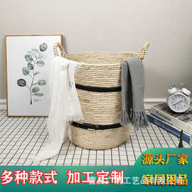 藤编收纳篮 脏衣篮 换洗衣物收纳篮 带把手收纳筐 玩具收纳