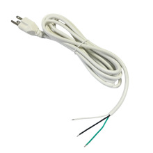 源头厂家热销美式三插尾剥镀3.17m白色现货电源线