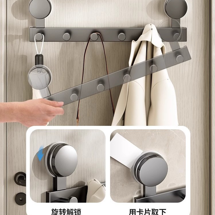 Gancho trasero de la puerta de ventosa Adhesivo fuerte sin perforaciones Estante de carga fuerte Gancho Puerta de entrada Percha de almacenamiento