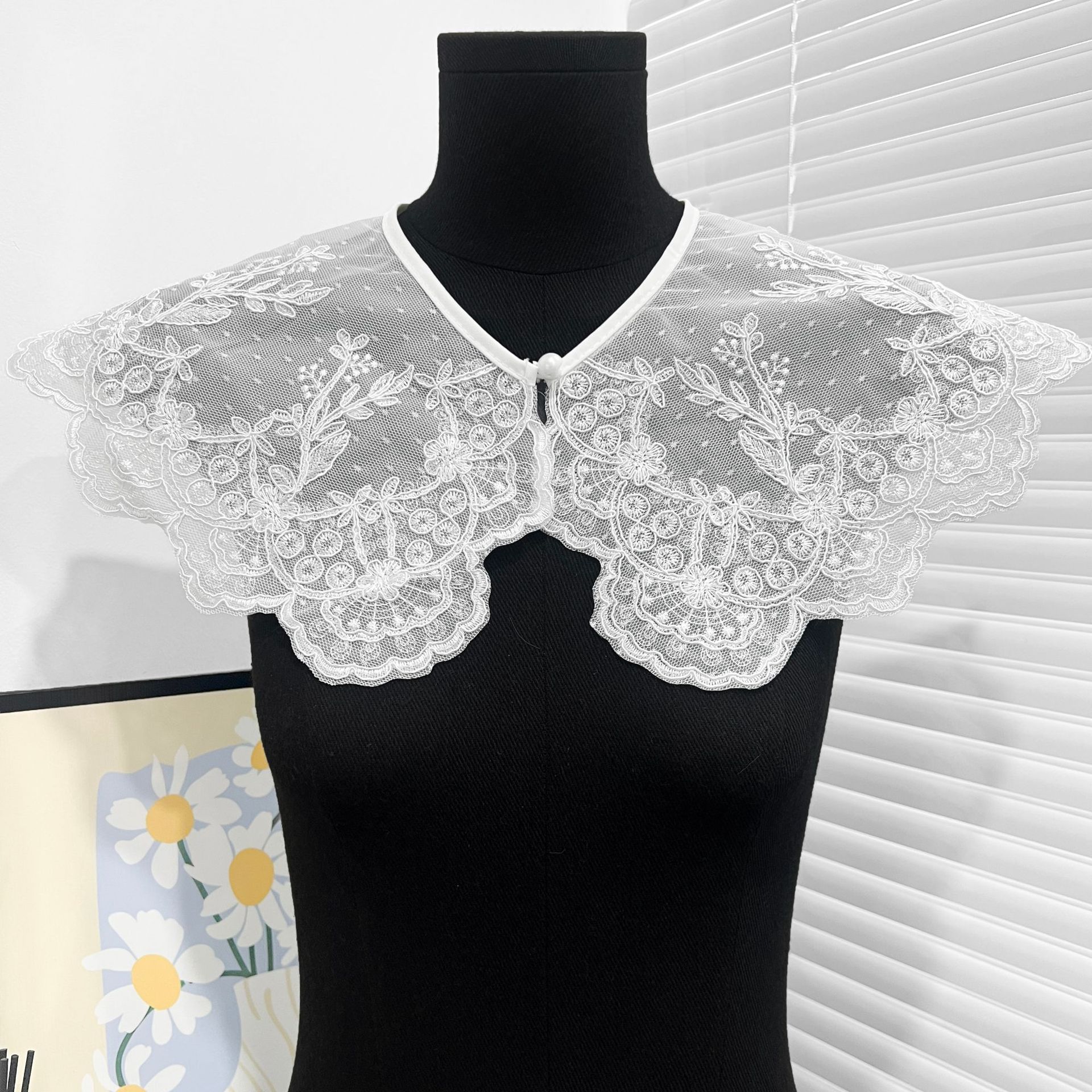 Cuello Falso con Volantes de Poliéster, Con Volantes y Lazos, para Primavera y Verano, Decoración de Vestidos image 3