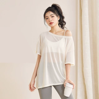 2026新款瑜伽服女夏季薄款透气显瘦开叉运动T恤短袖外穿跑步健身