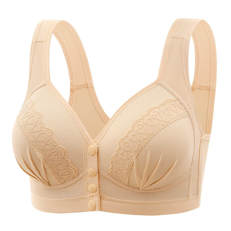 Long top with cups, bra top, thin wireless bra for elderly, tank top, underwear, for middle age, front lock, plus size