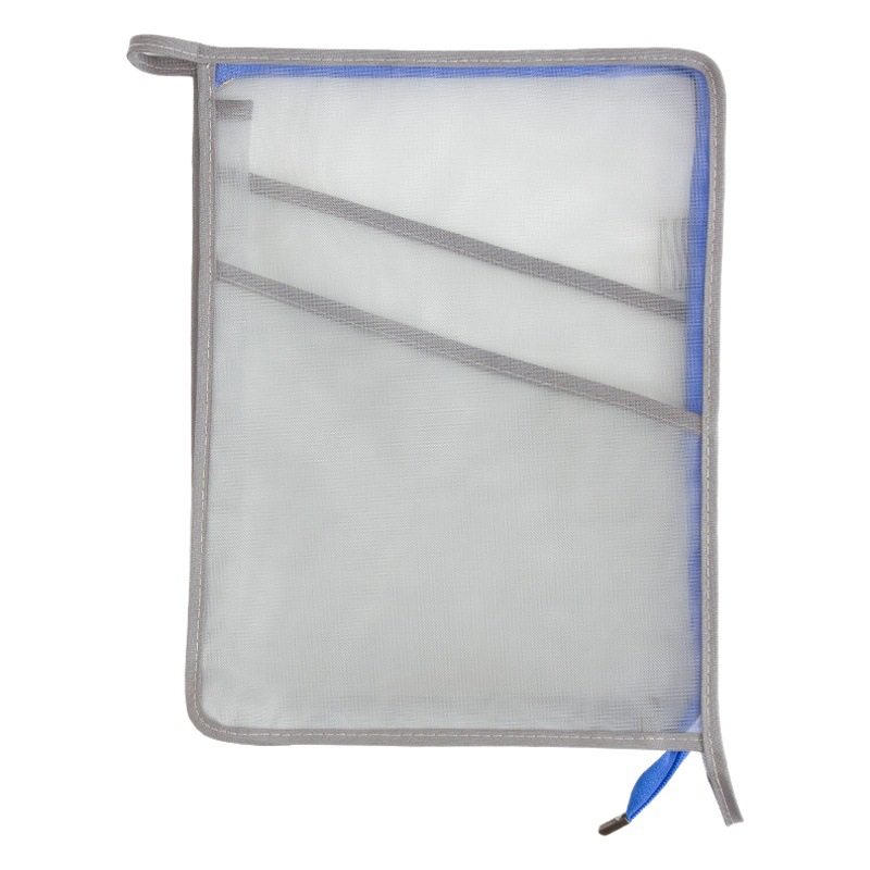 三層科目袋ナイロンメッシュファイル袋l型大容量透明チャック袋事務資料収納袋