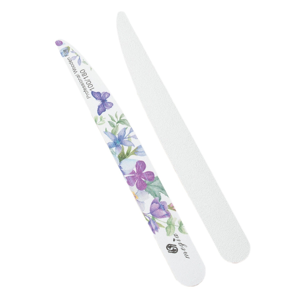 Tira de frotamiento de uñas al por mayor de impresión en forma de cuchillo Archivo de viruta de madera tira de molienda de manicura 100/180 pulido de doble cara sin arena