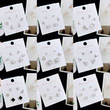 卡娜米娜 精致微镶锆石银色系三对装耳钉女 s925银针小巧气质耳饰