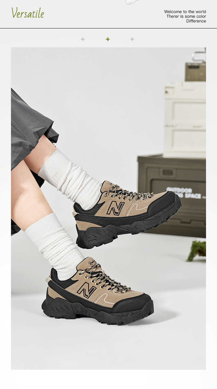 Giày sneaker unisex đế dày phong cách thể thao ngoài trời — 1888 Yến Mạch Nâu chi tiết 3